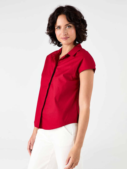 Laurel Poplin Shirt - Cherry