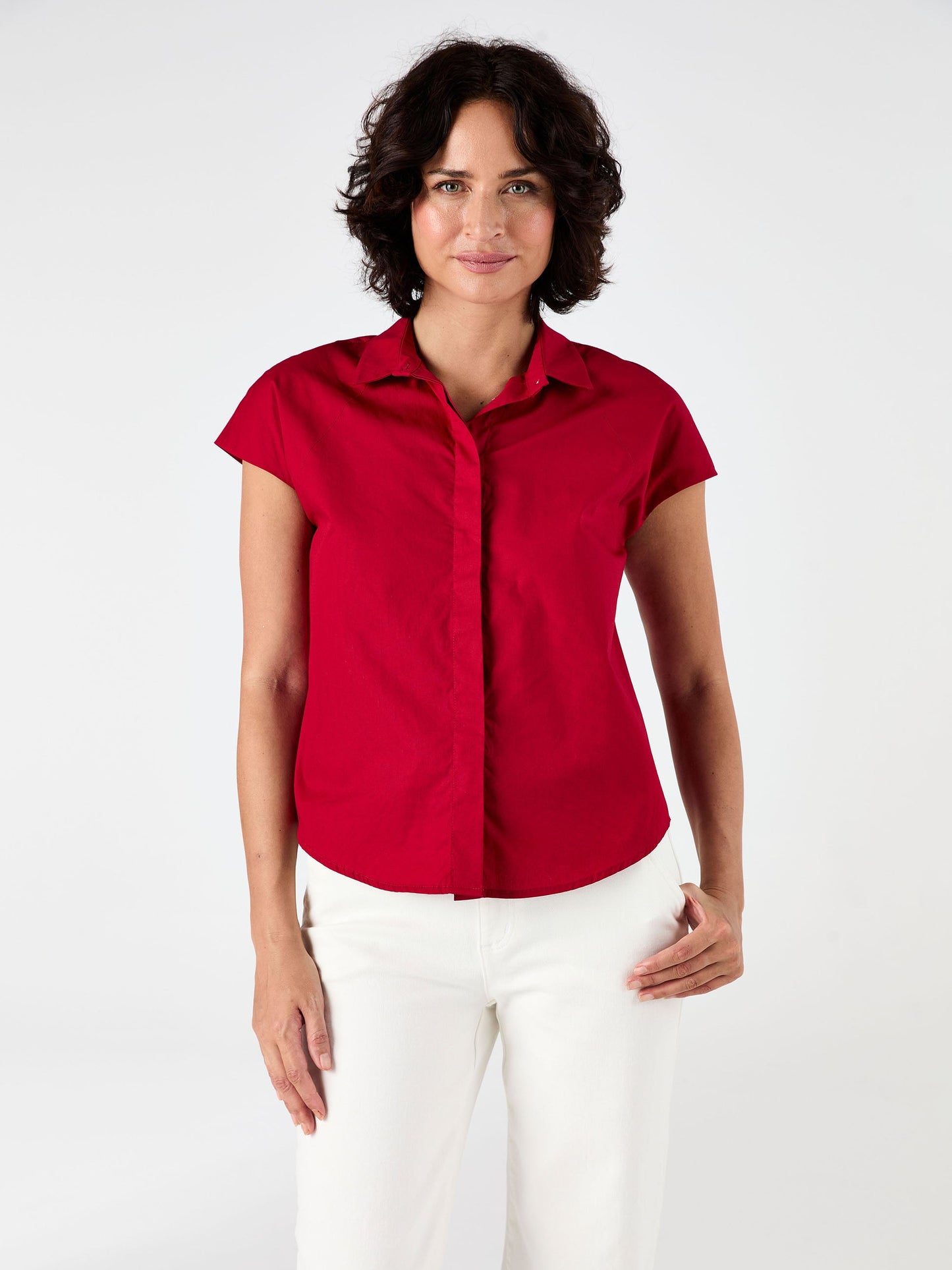 Laurel Poplin Shirt - Cherry