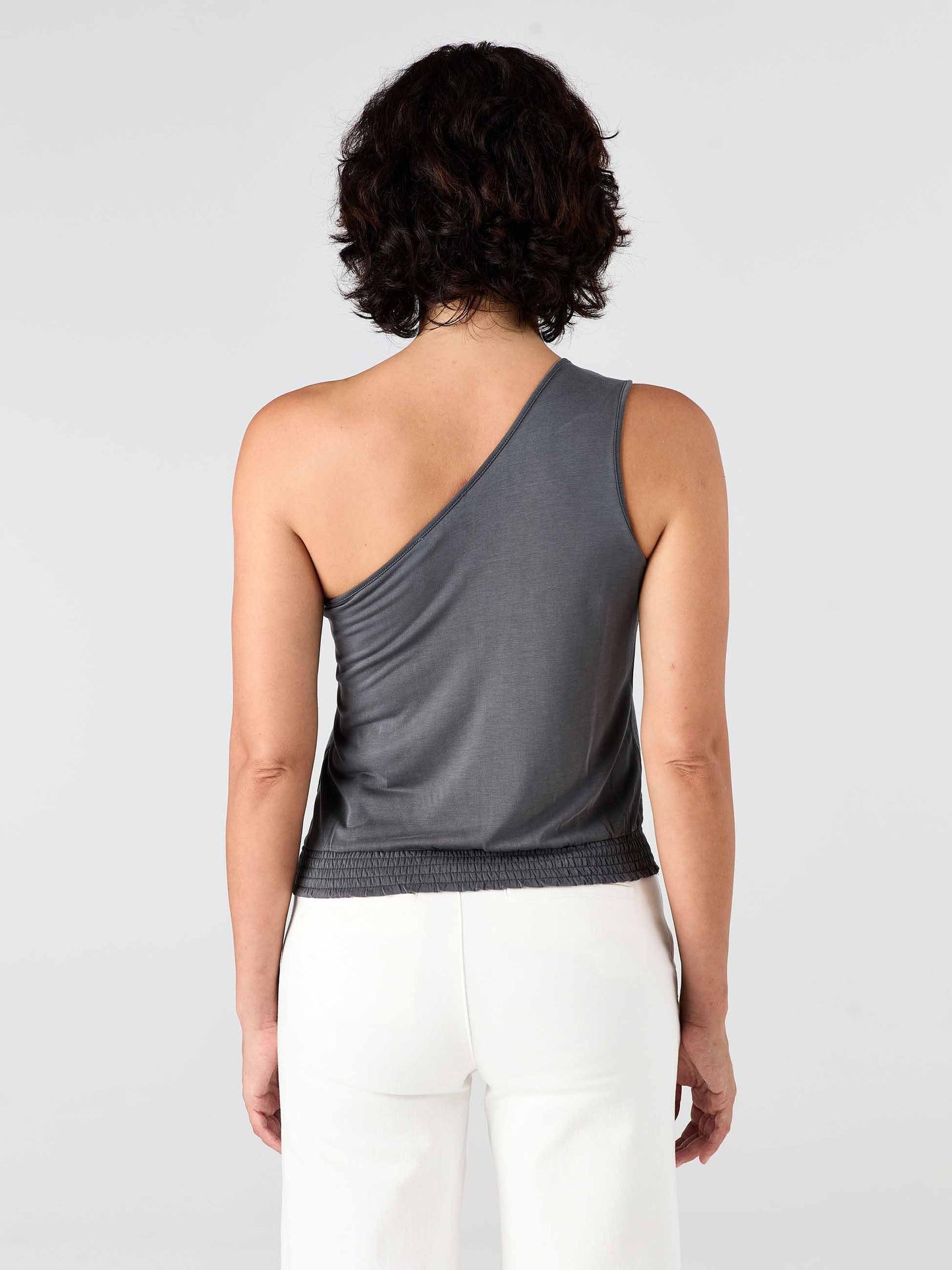 Cupro One Shoulder Top - Storm