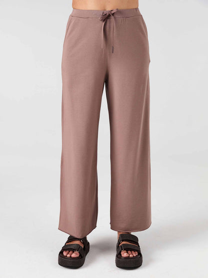 Classic Wide Leg Sweat Pants - Taupe
