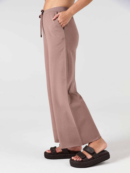Classic Wide Leg Sweat Pants - Taupe