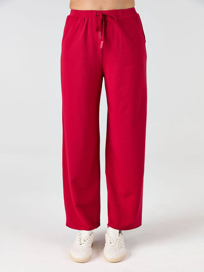 Classic Wide Leg Sweat Pants - Cherry
