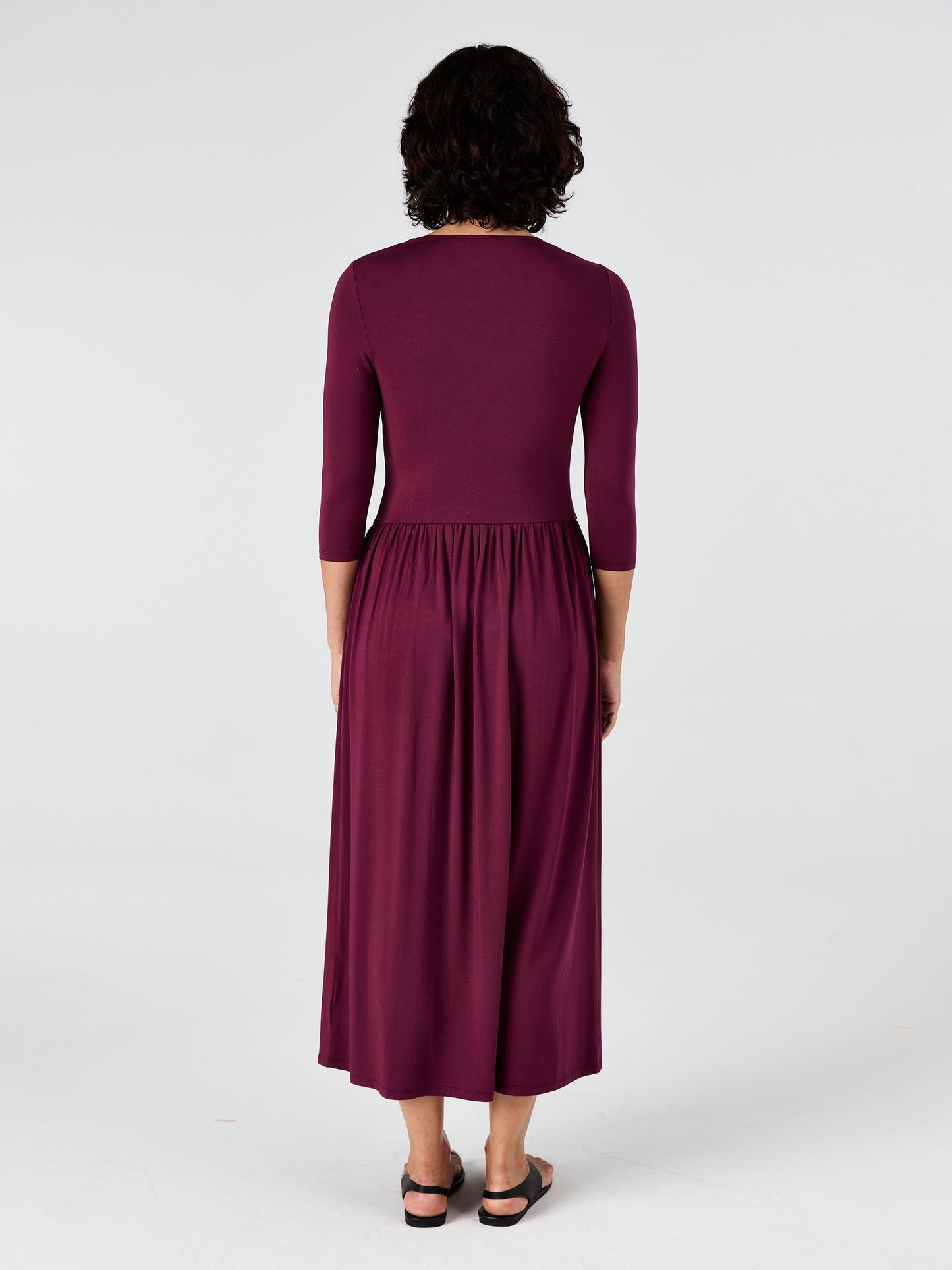 7/8 Sleeve Essential Maxi Dress - Ruby