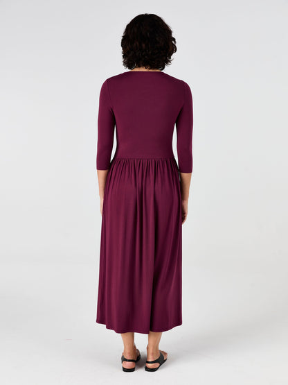 7/8 Sleeve Essential Maxi Dress - Ruby