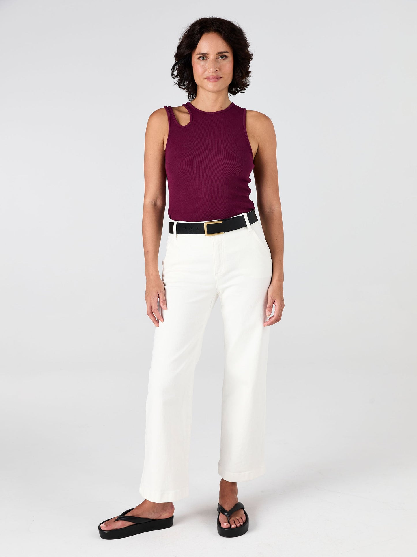 Cut Out Rib Tank - Ruby