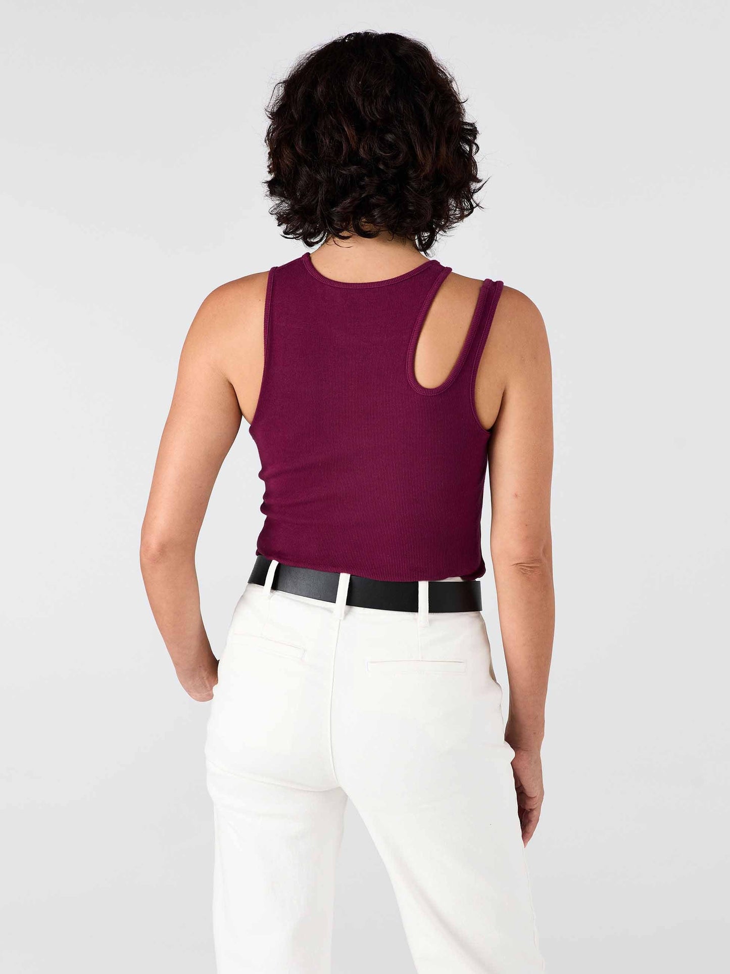 Cut Out Rib Tank - Ruby