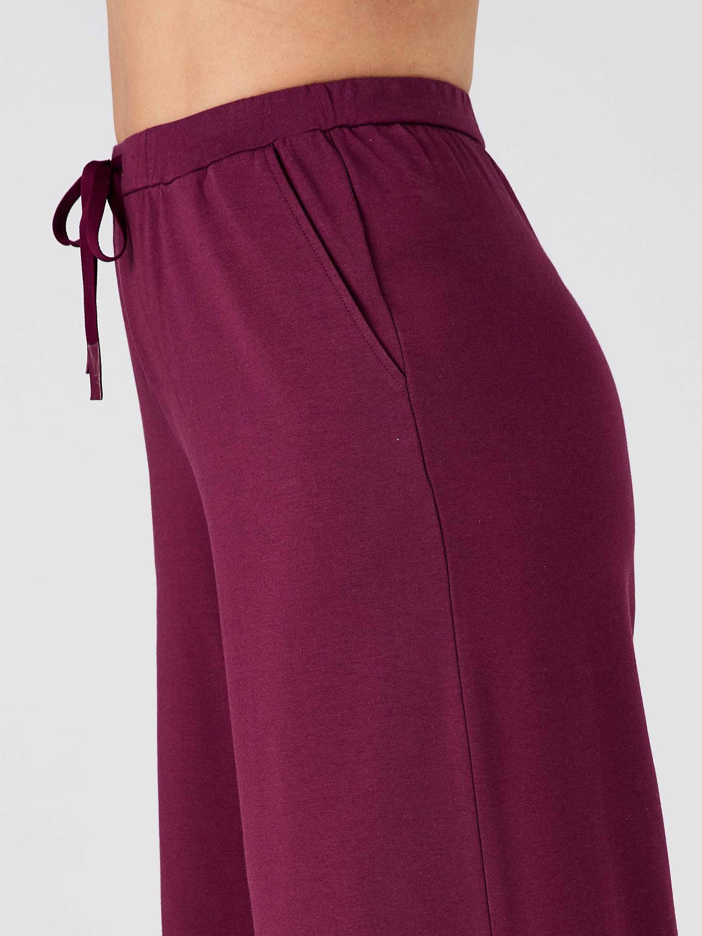 Classic Wide Leg Sweat Pants - Ruby