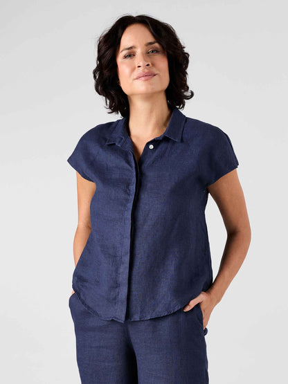 Laurel Linen Shirt - Navy