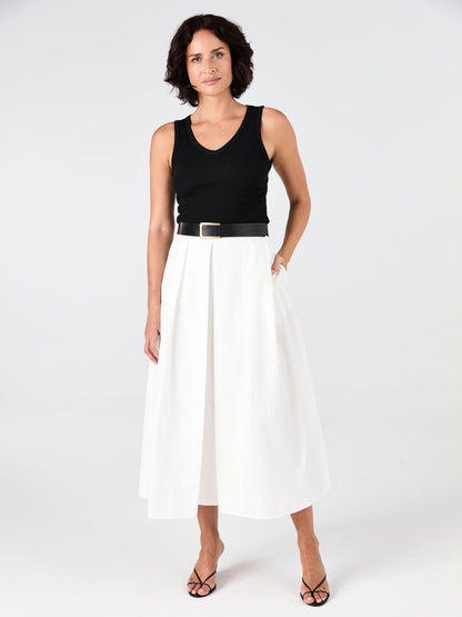 Pia Poplin Skirt - White