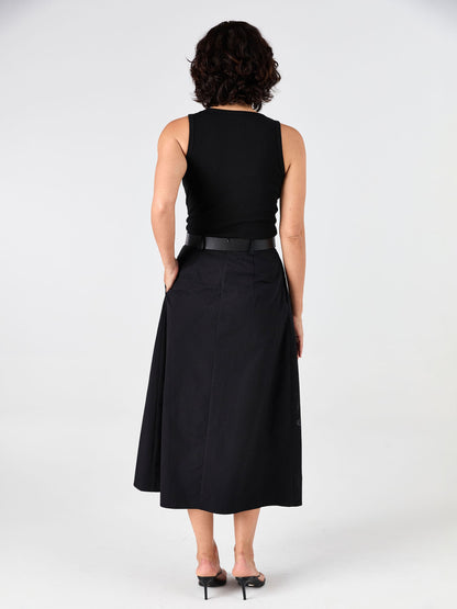 Pia Poplin Skirt - Black