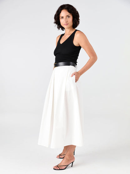 Pia Poplin Skirt - White