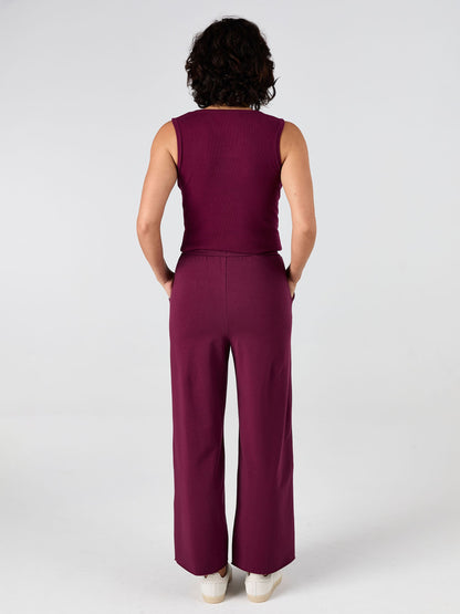 Classic Wide Leg Sweat Pants - Ruby