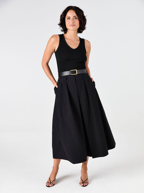 Pia Poplin Skirt - Black