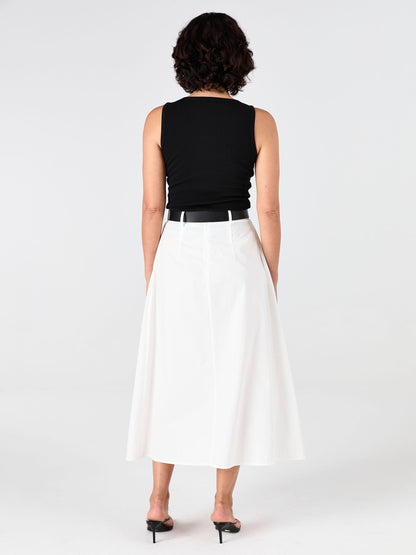 Pia Poplin Skirt - White