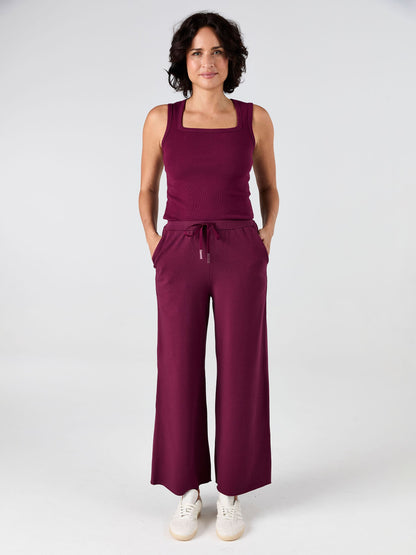 Classic Wide Leg Sweat Pants - Ruby