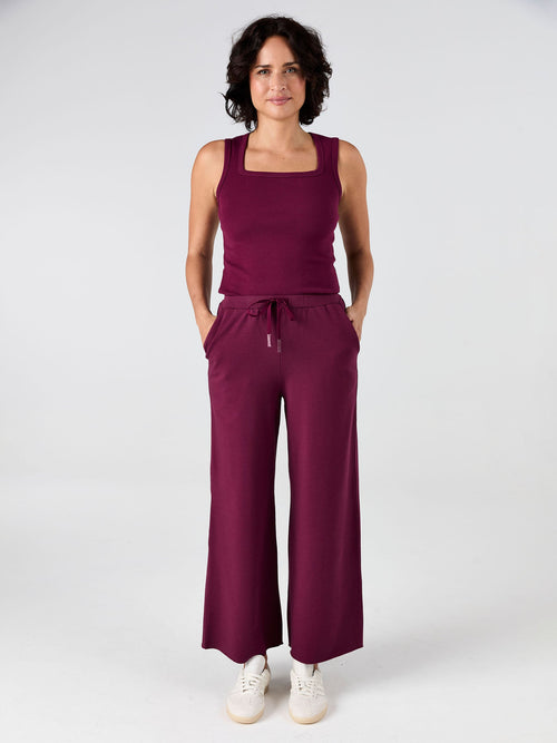 Classic Wide Leg Sweat Pants - Ruby