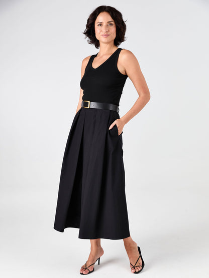 Pia Poplin Skirt - Black
