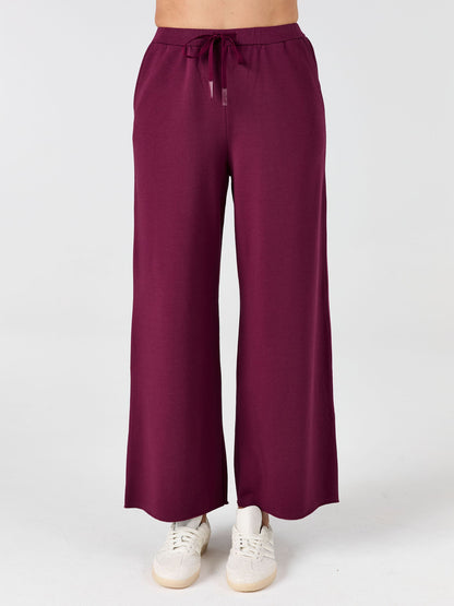 Classic Wide Leg Sweat Pants - Ruby