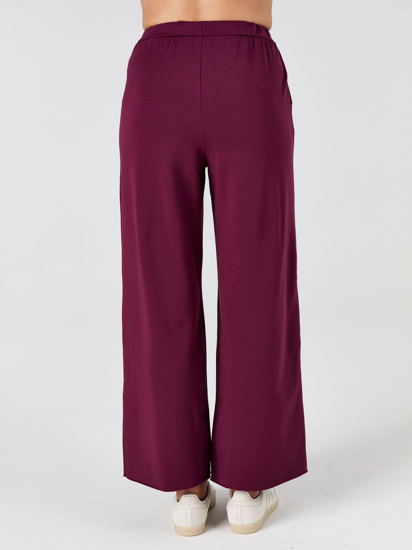 Classic Wide Leg Sweat Pants - Ruby