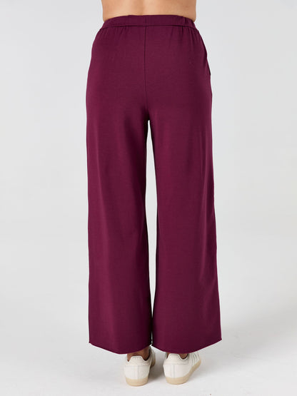 Classic Wide Leg Sweat Pants - Ruby