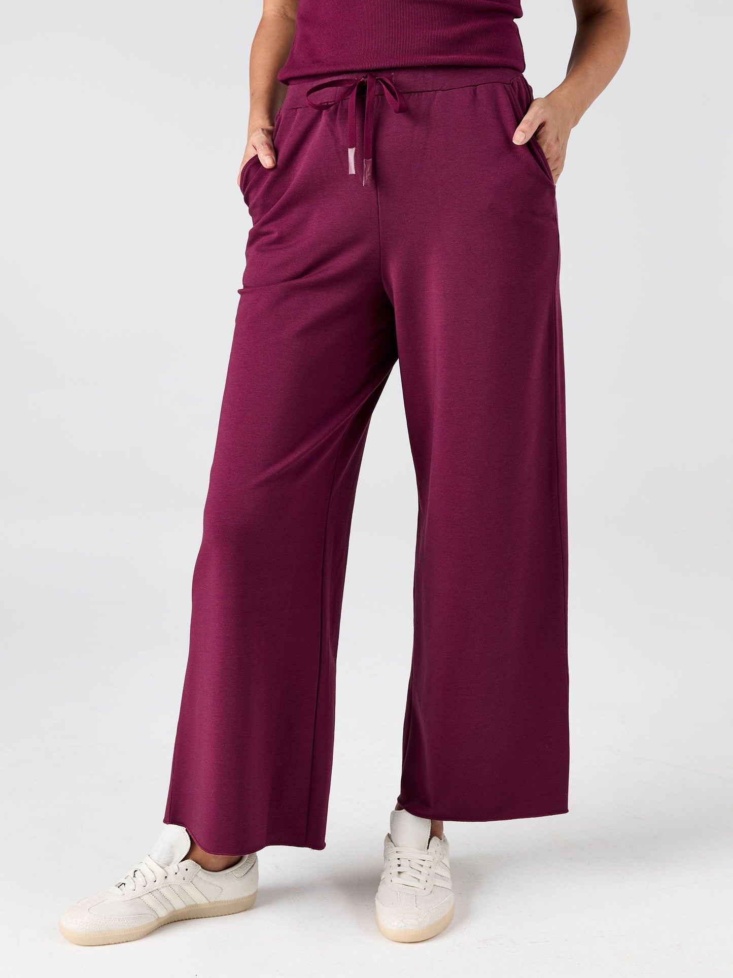 Classic Wide Leg Sweat Pants - Ruby