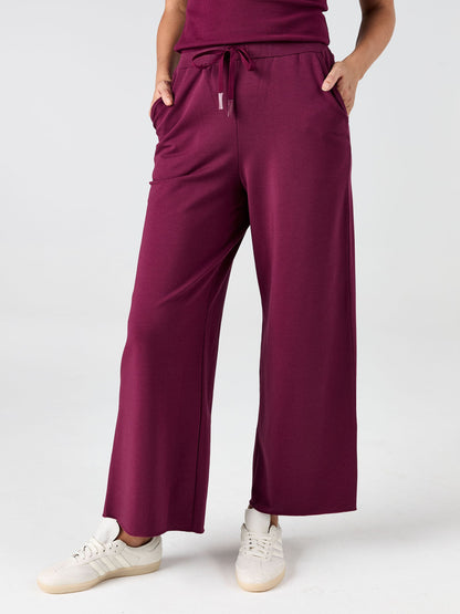 Classic Wide Leg Sweat Pants - Ruby
