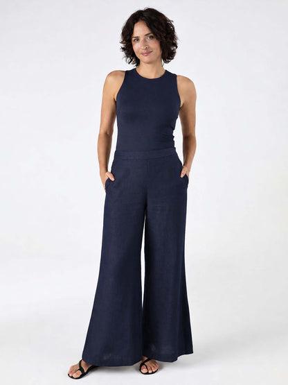 Laurel Linen Pant - Navy