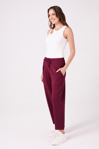Kyoto Ankle Length French Terry Jogger - Ruby