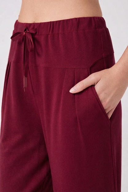 Kyoto Ankle Length French Terry Jogger - Ruby