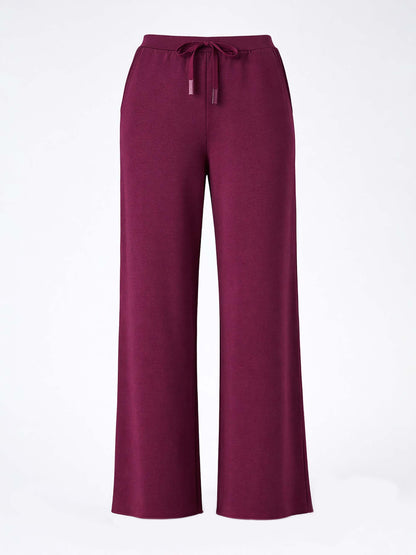 Classic Wide Leg Sweat Pants - Ruby