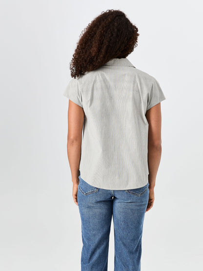 Laurel Poplin Shirt - Black & White Stripe