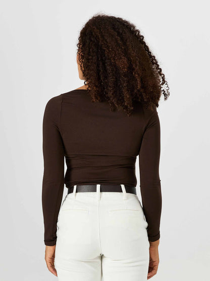 Ela Long Sleeve Top - Coffee Bean