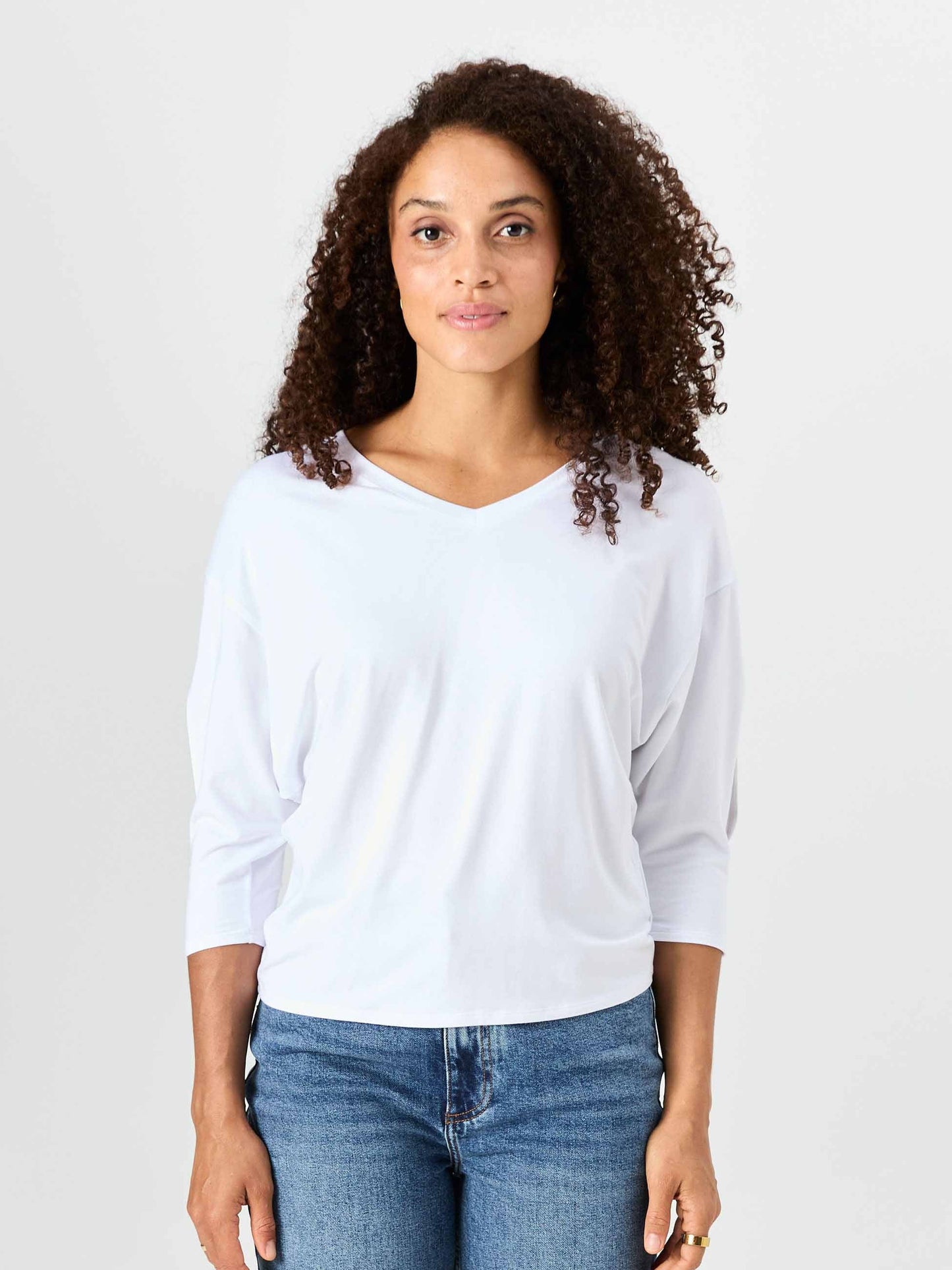 Lena 3/4 Sleeve Tee - White