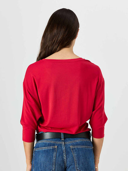 Lena 3/4 Sleeve Tee - Cherry