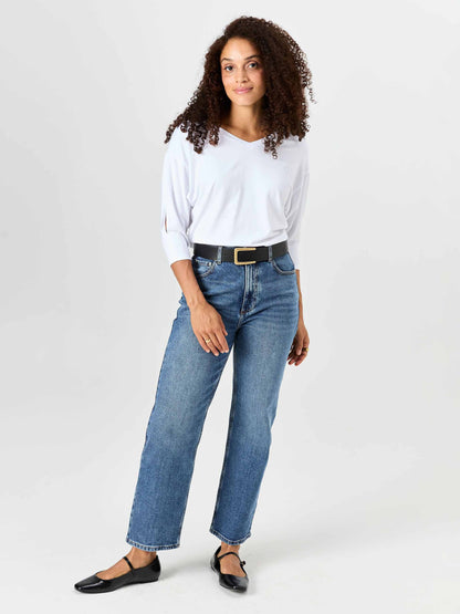 Lena 3/4 Sleeve Tee - White