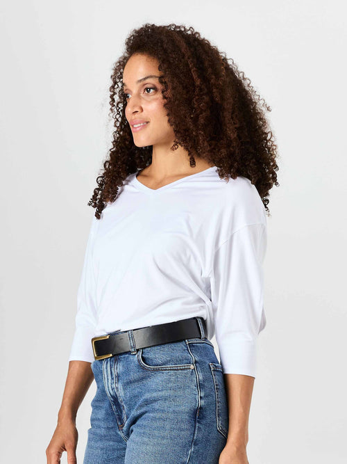 Lena 3/4 Sleeve Tee - White