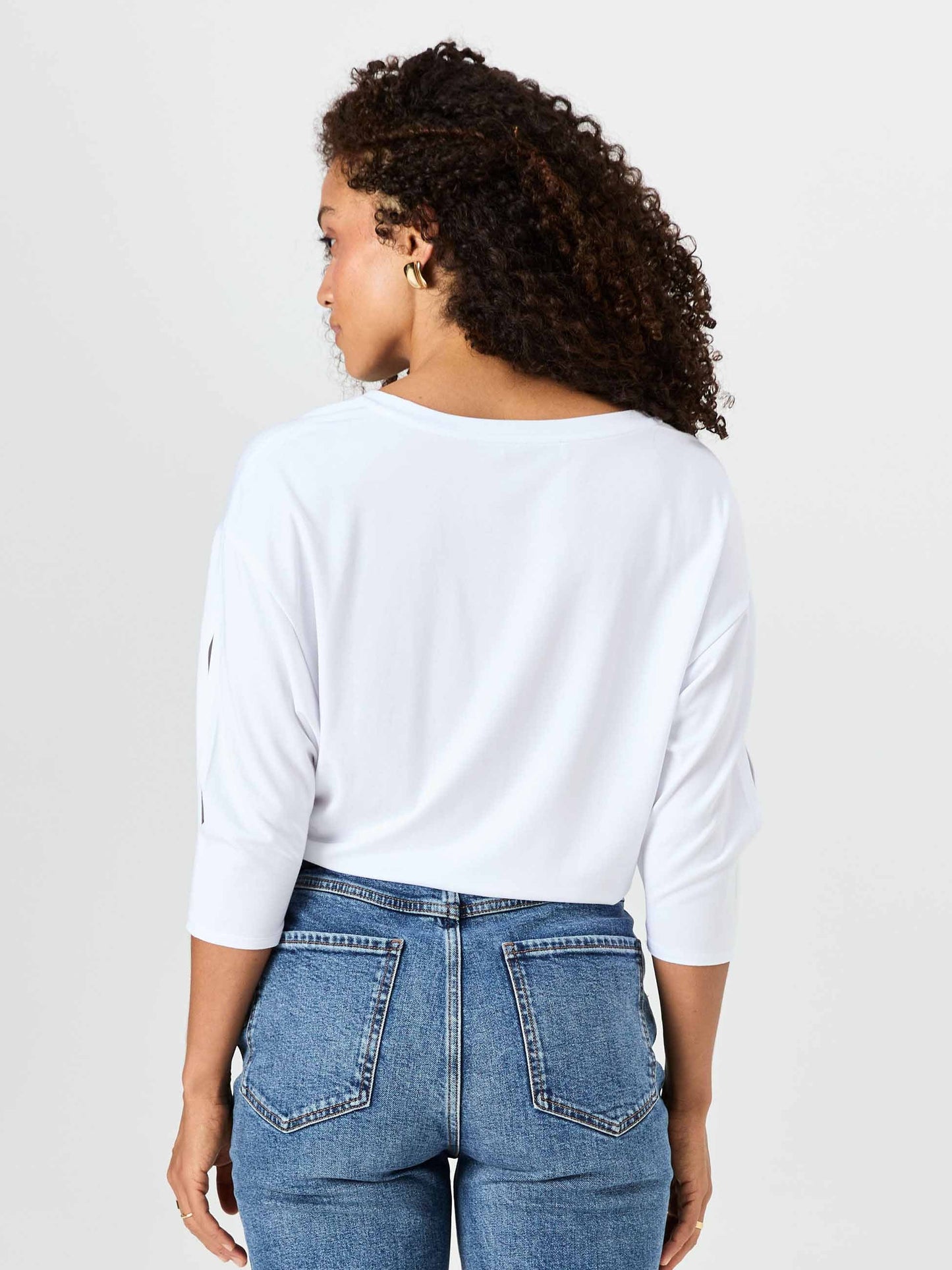 Lena 3/4 Sleeve Tee - White