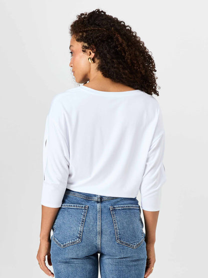 Lena 3/4 Sleeve Tee - White