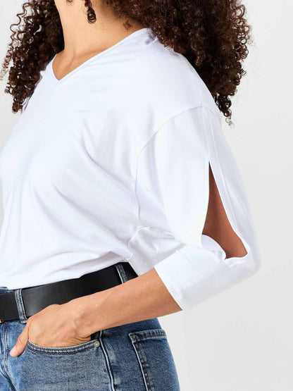Lena 3/4 Sleeve Tee - White