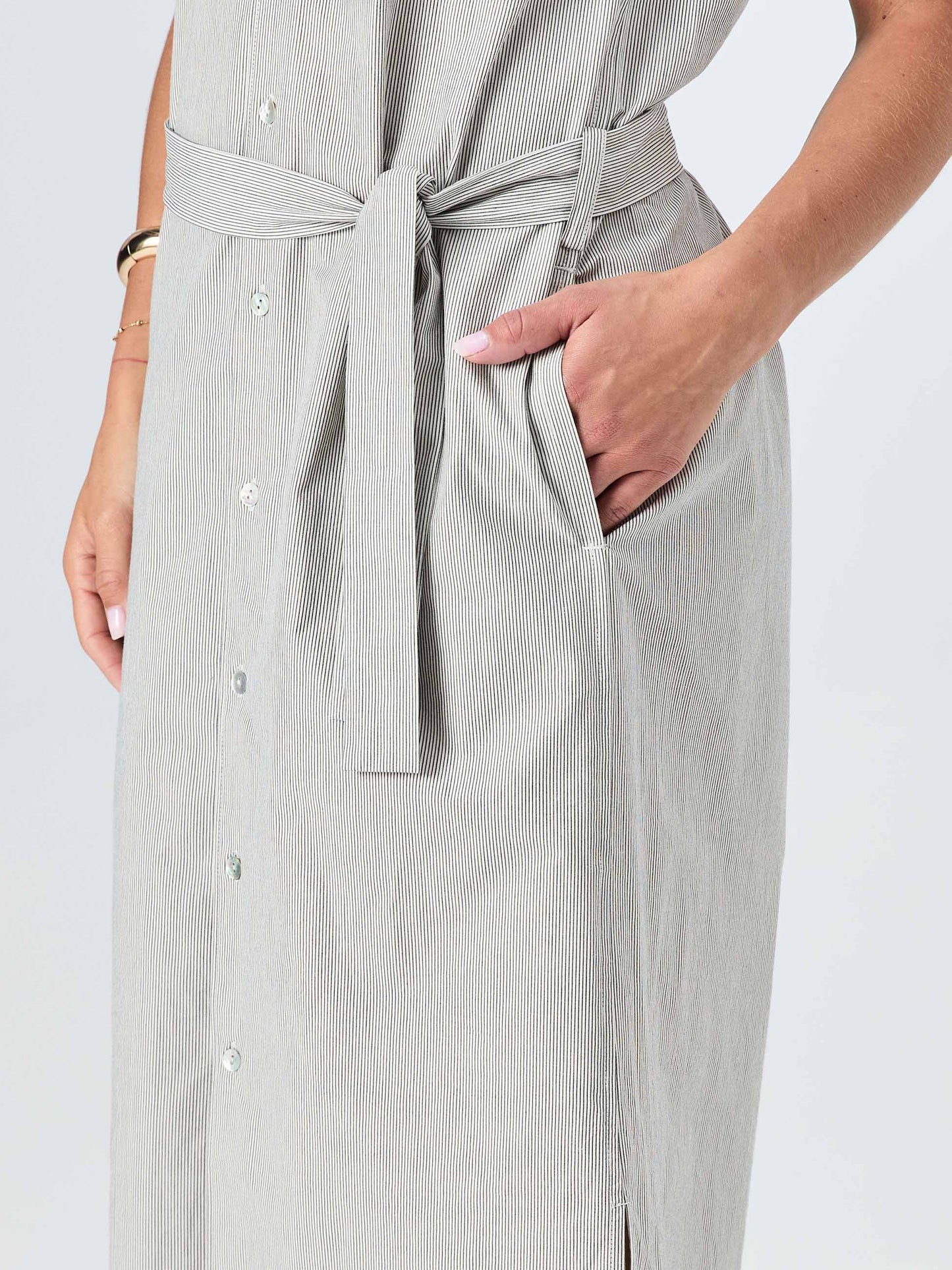 Poplin Shirt Dress - Black & White Stripe