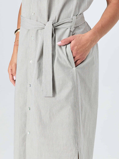 Poplin Shirt Dress - Black & White Stripe