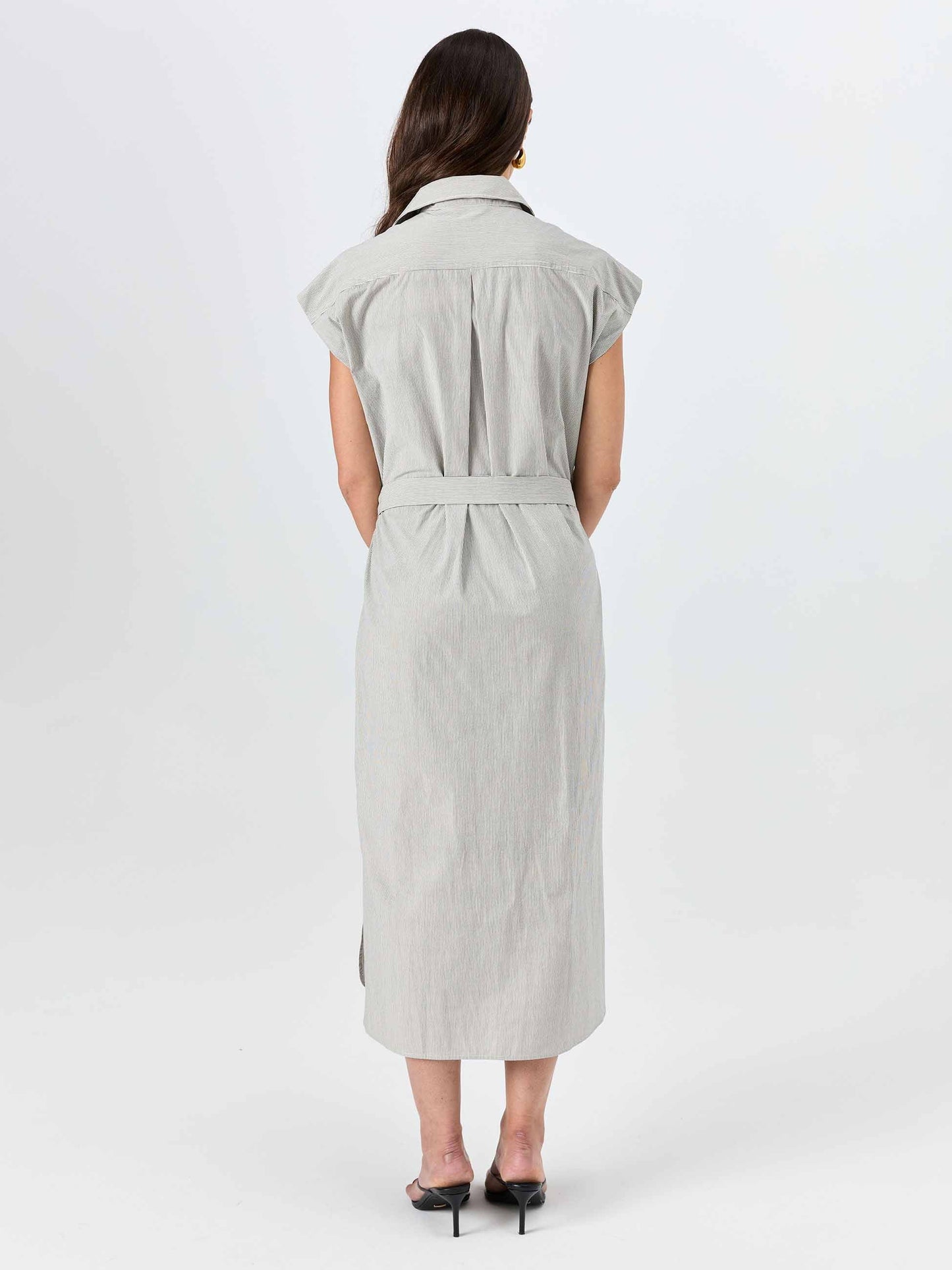 Poplin Shirt Dress - Black & White Stripe