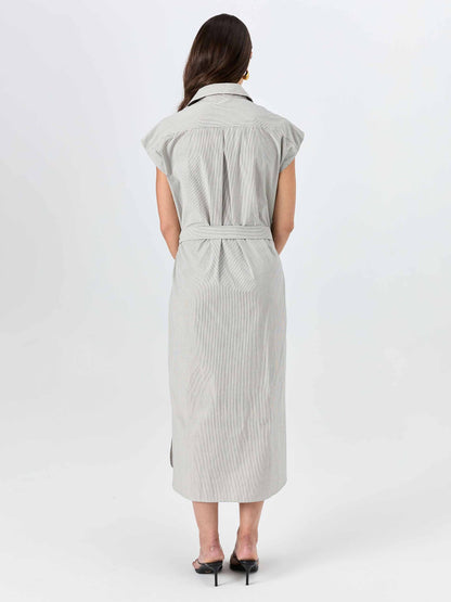 Poplin Shirt Dress - Black & White Stripe