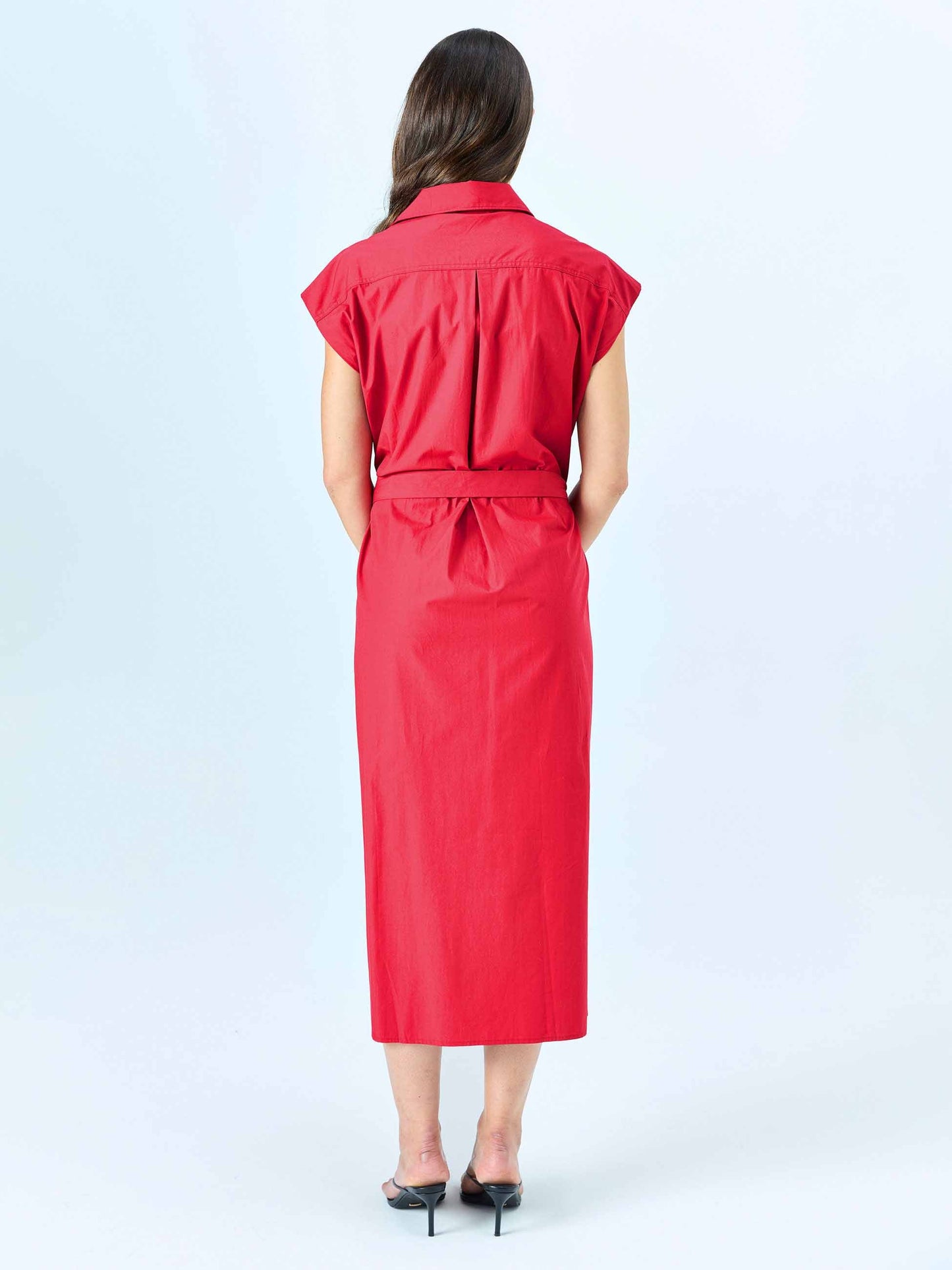 Poplin Shirt Dress - Cherry