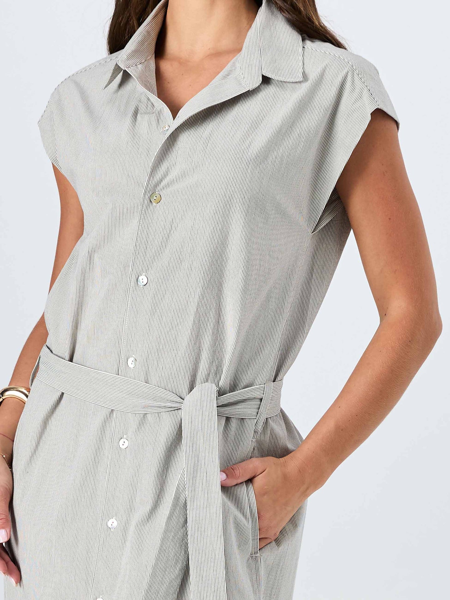 Poplin Shirt Dress - Black & White Stripe