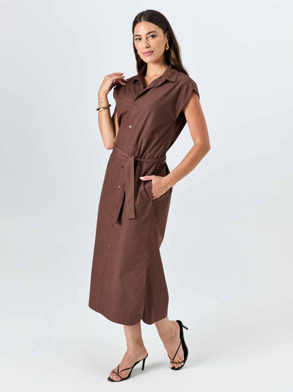 Poplin Shirt Dress - Mocha