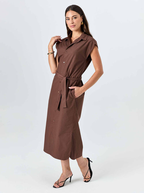 Poplin Shirt Dress - Mocha