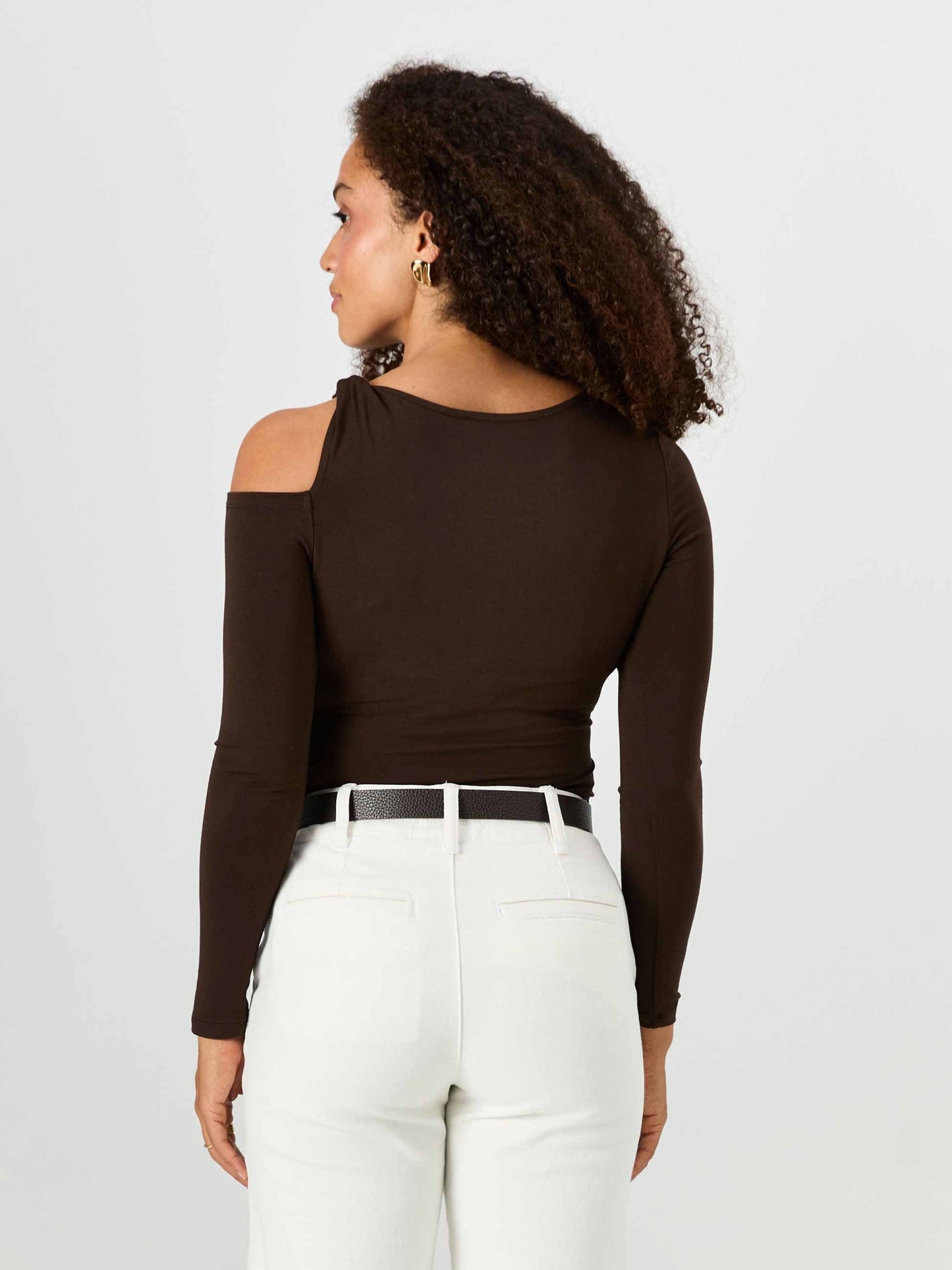 Twist Long Sleeve Top - Coffee Bean