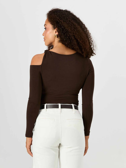 Twist Long Sleeve Top - Coffee Bean