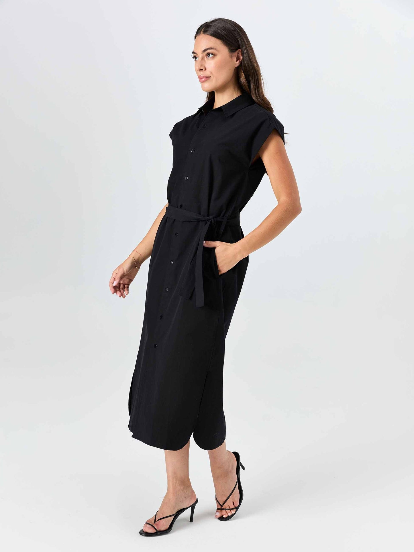Poplin Shirt Dress - Black